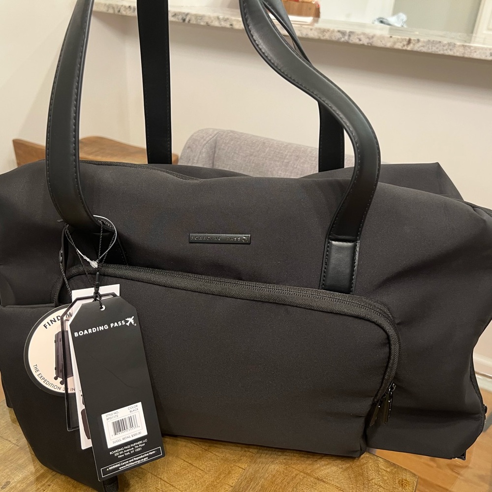 Black boarding pass duffle Travel Bag suitcase